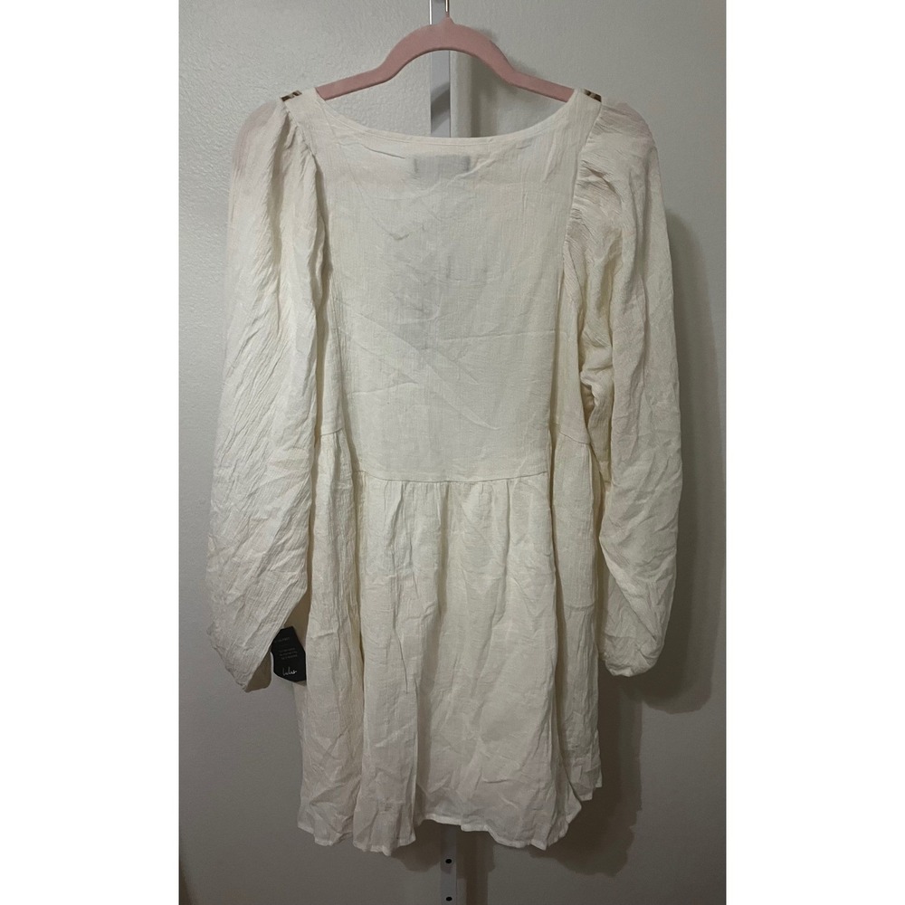 NWT Lulus Exceptionally Dreamy Ivory Embroidered Mini Shift Dress Large - Picture 6 of 8